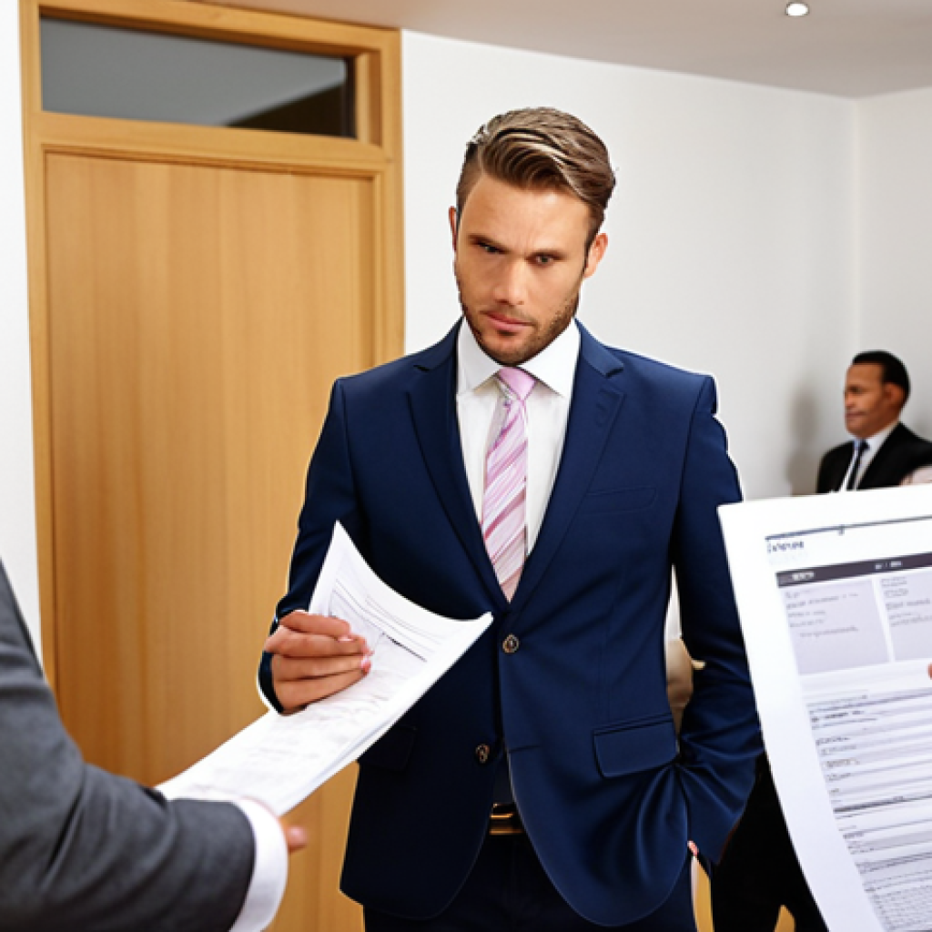 **Prompt:** A professional real estate agent, dressed smartly, stands confidently beside a client (a buyer) at a vibrant property auction. The agent's arm is subtly extended, as if shielding the client from chaotic elements, while their other hand points clearly to a detail on a complex legal document. The background shows blurred, bustling auction activity, with hints of property documents and potential pitfalls (e.g., small, confusing text). The overall mood is one of safety, informed decision-making, and expert guidance in a potentially overwhelming environment. Realistic, high detail, clear focus on the agent and client.