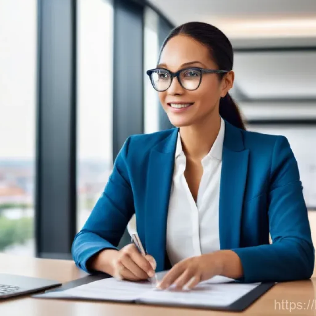 공인중개사와 부동산 정책 변화 대응법 - **Prompt:** "A highly professional and approachable female real estate agent, dressed in smart busin...