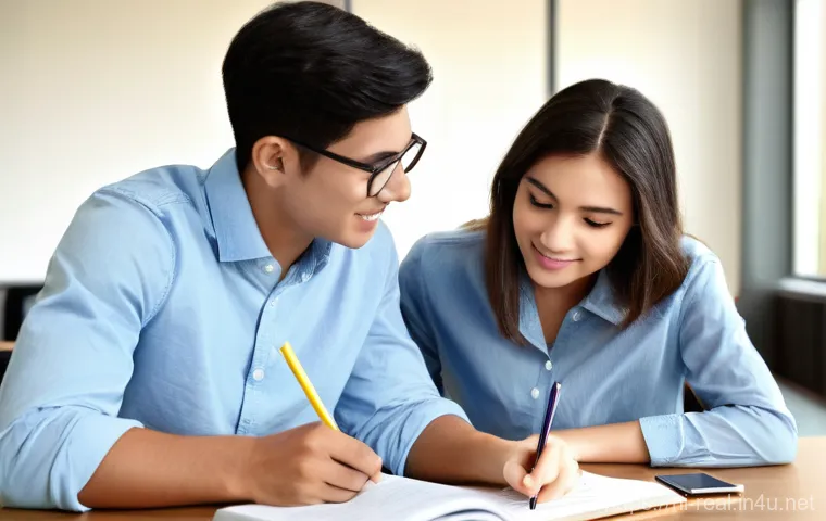 공인중개사 시험 준비를 위한 피드백 받기 - **Prompt 1: The Reflective Student and Digital Feedback**
    "A diligent young adult student, dress...