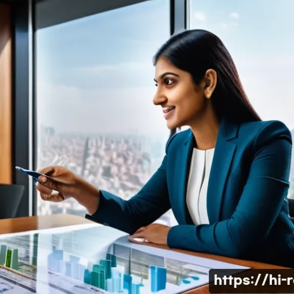 공인중개사 부동산 관련 데이터 분석 - **A highly detailed image of a professional Indian real estate agent, female, in her early 30s, dres...