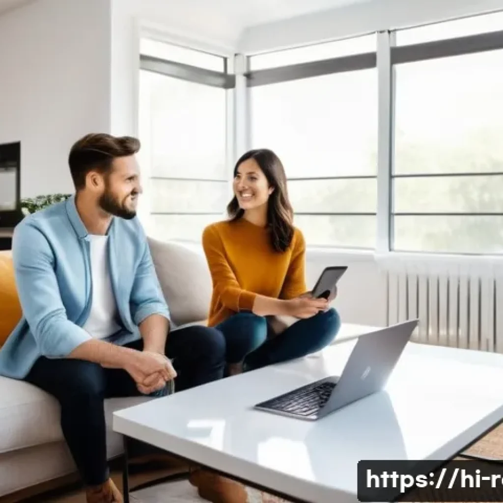 공인중개사와 부동산 시장의 변화와 관련된 연구 - **Prompt: The Digital Real Estate Experience**
    A wide-angle shot depicting a modern, diverse you...