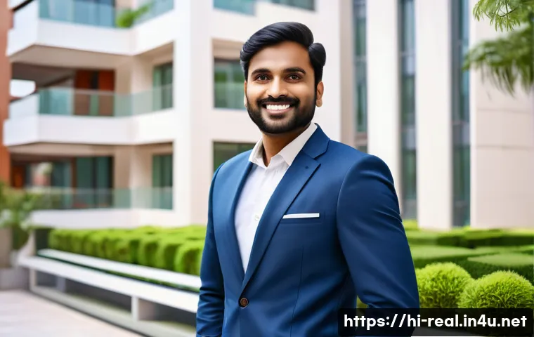 공인중개사 시험 이후 경력 관리 - A professional Indian real estate agent in smart business casual attire, actively participating in a...