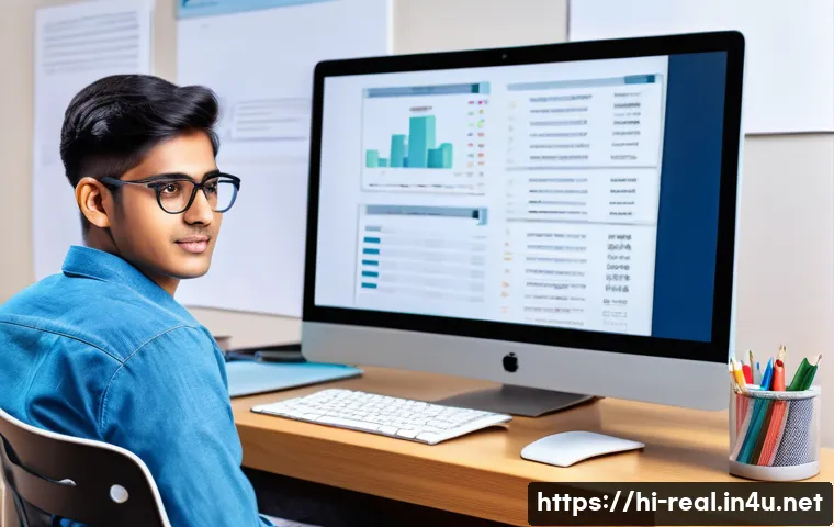 공인중개사 시험 대비 최신 동향 소개 - A modern study environment featuring a young Indian student preparing for the 공인중개사 exam, sitting at...