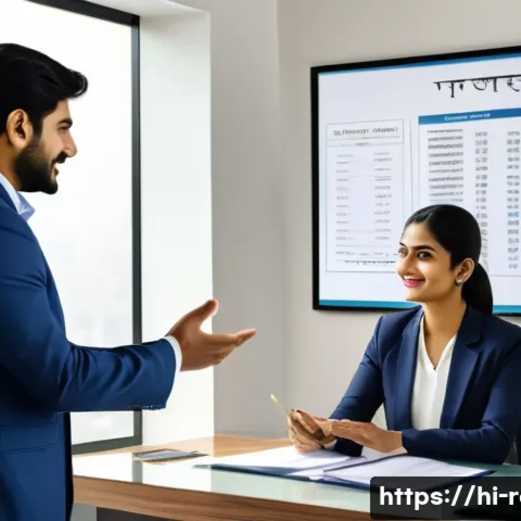 공인중개사와 부동산 관련 직업군의 상호 관계 - A professional real estate agent mediating between a Hindi-speaking buyer and seller in a modern off...