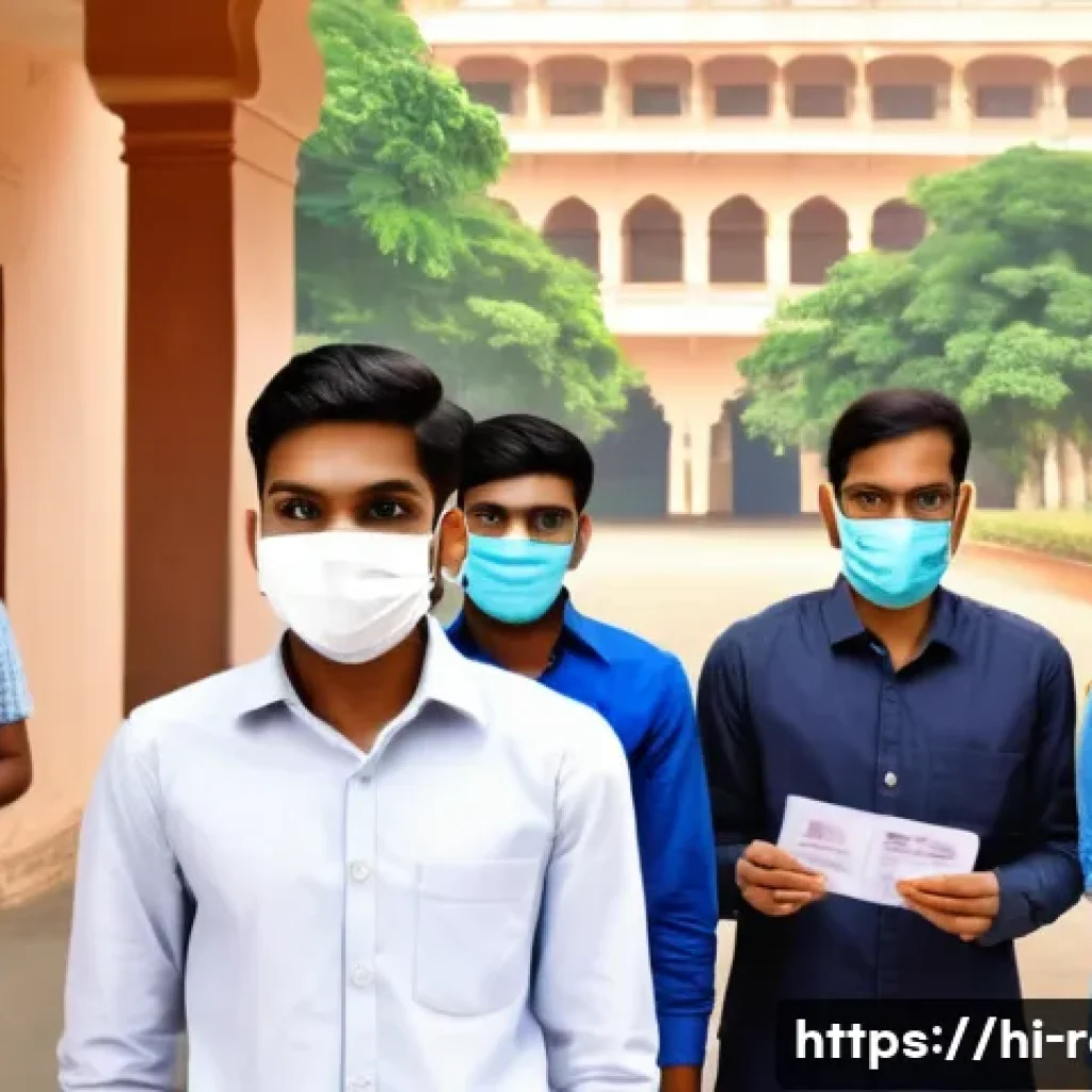 공인중개사 자격증 준비물 체크리스트 - A detailed and realistic scene of an Indian examination center entrance, showing a diverse group of ...