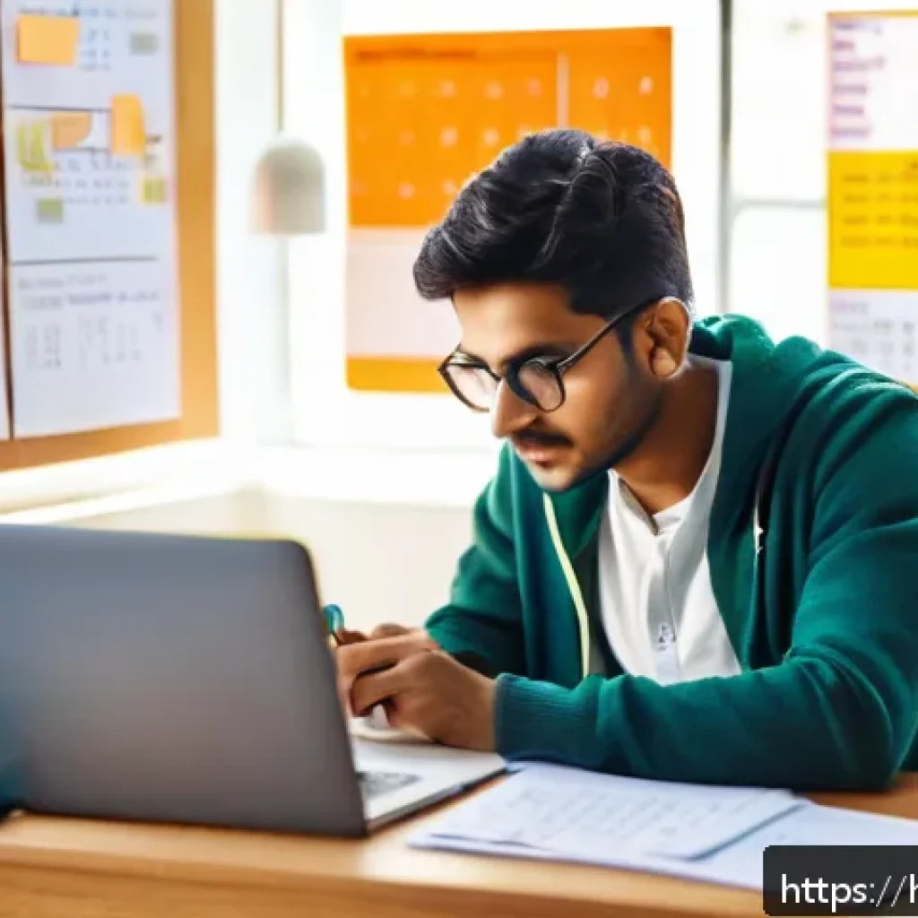공인중개사 시험 대비 독창적인 학습 전략 사례 - A focused Indian student sitting at a clean, organized study desk in a quiet room, surrounded by col...