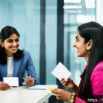 공인중개사 초보자 가이드 - A confident Indian businesswoman in her late 20s, dressed professionally in a modern office setting,...