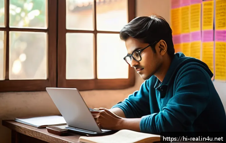 공인중개사 시험 준비를 위한 스터디 조언 - A focused Indian student studying for the 공인중개사 exam in a cozy, well-organized study room with a det...